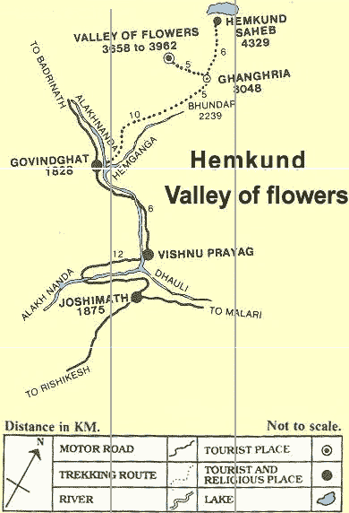 Route Map to Valley of Flowers 