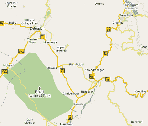 Route Map to Rishikesh